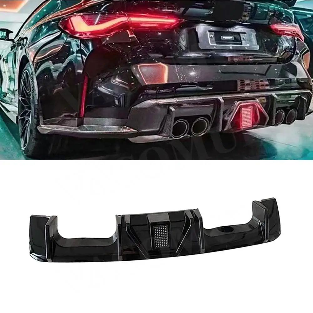 VACOMUL Dry Carbon Rear Diffuser Lip Spoiler with LED Light Bodykits for BMW 3 4 Series G80 M3 G82 G83 M4 2021+ Rear Bumper Lip