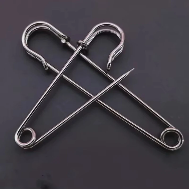 BEAU-50Pcs 10Cm Safety Pins Paper Clip DIY Sewing Tool Silver Metal Needles Large Safety Pin Brooch Accessories