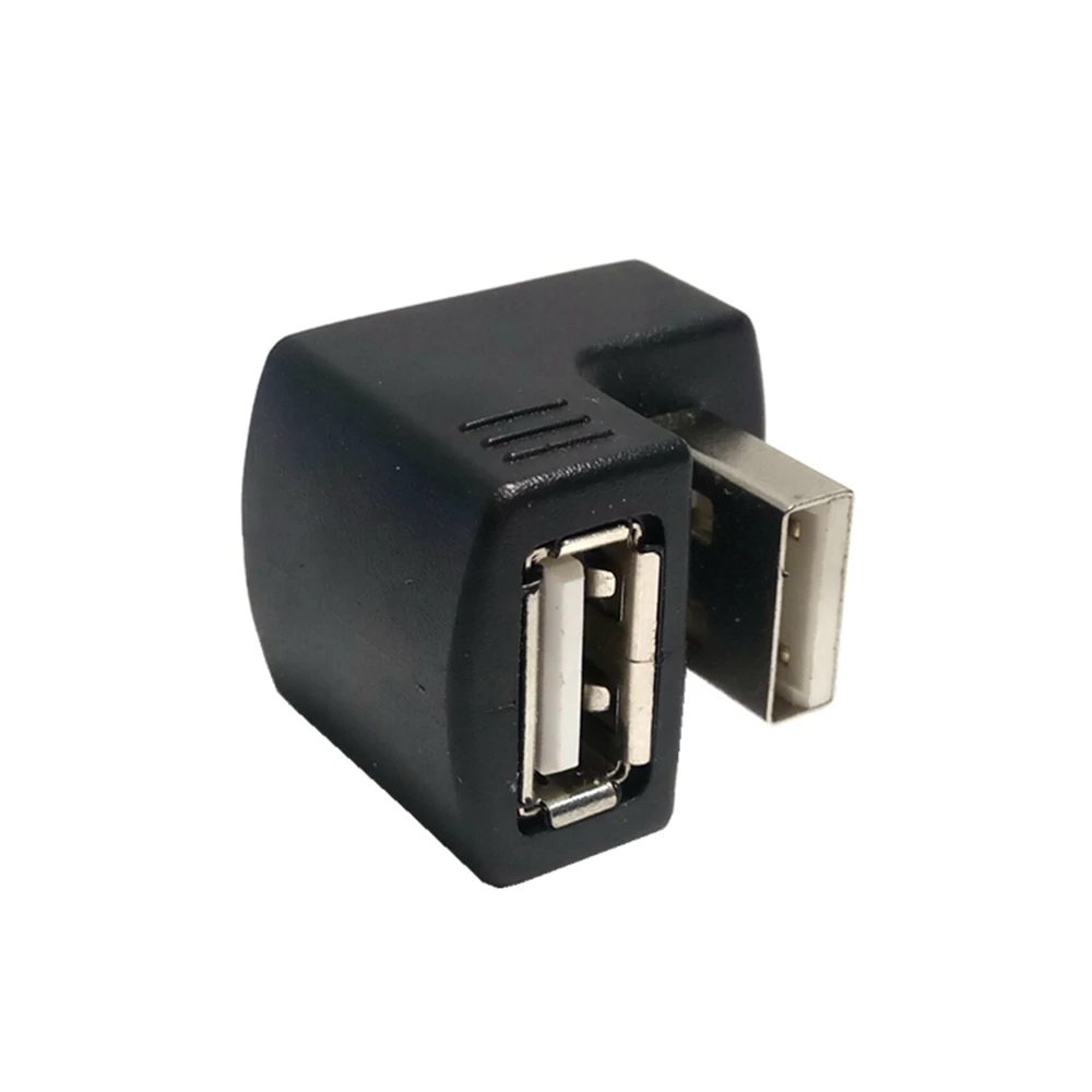 New Up or Bottom Right Angled USB 2.0 Adapter A Plug to Female Extension 90 180° Black