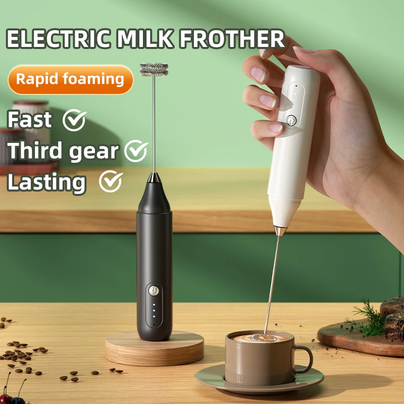 3 Speed Electric Milk Frother, Battery Powered Coffee Whisk Foam Maker for Latte, Matcha, Hot Chocolate, Batteries Not Included
