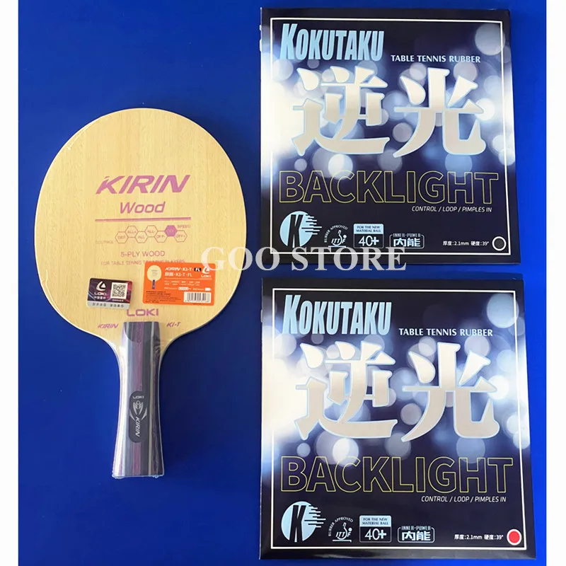 LOKI KIRIN K1-T Table Tennis Blade With 2x KOKUTAKU BACKLIGHT Rubber Original LOKI Ping Pong Racket Assembled for Beginner