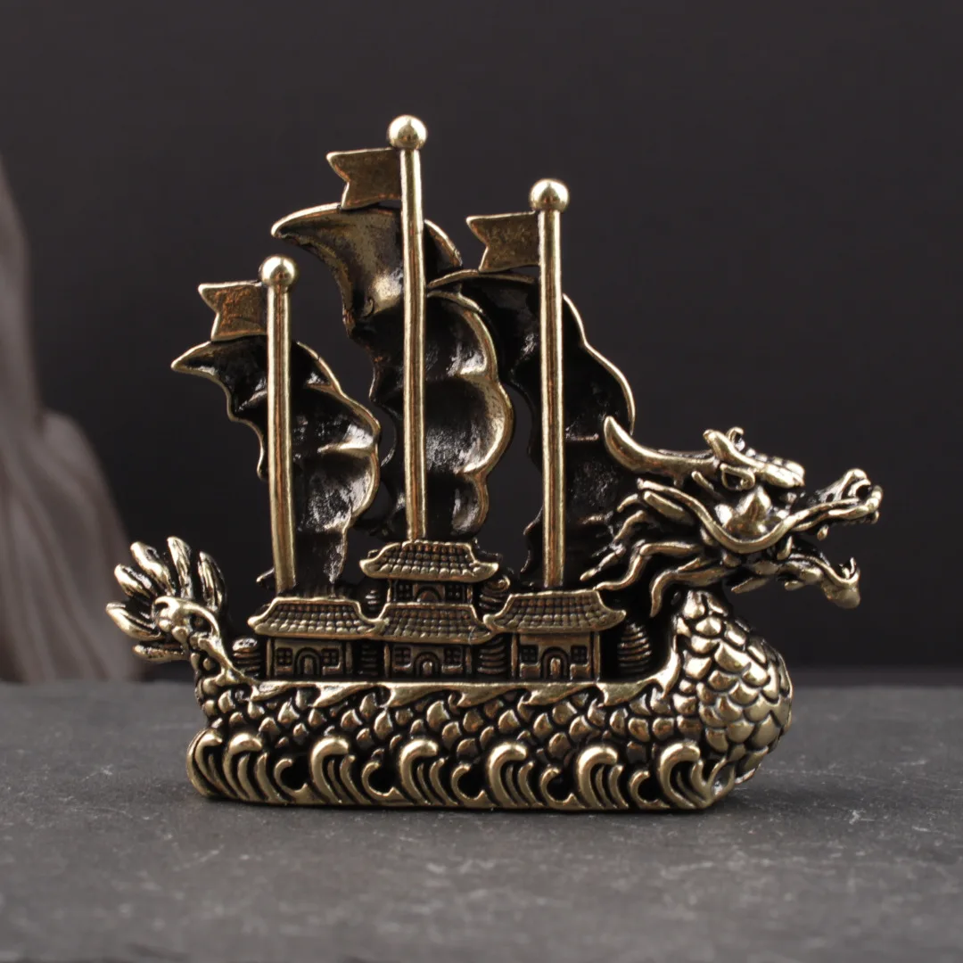 1 piece brass boat dragon boat smooth sailing home office ornaments brass sailing boat decoration