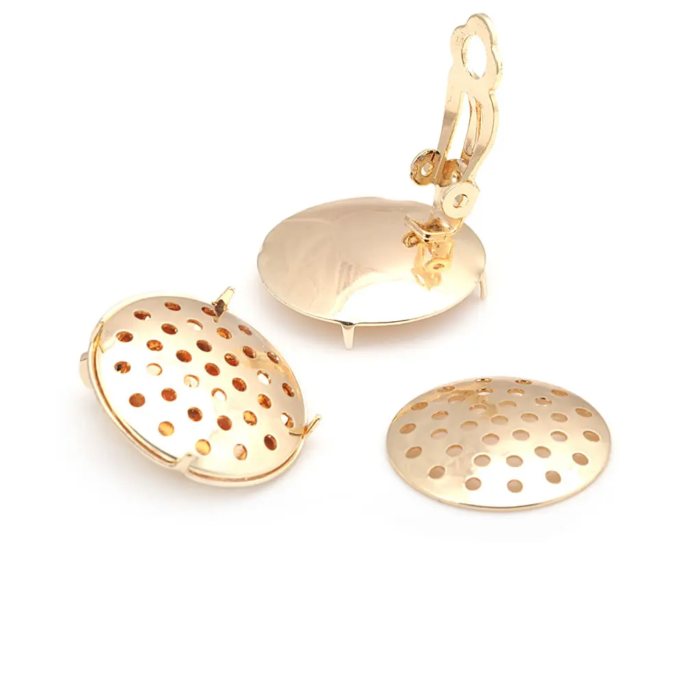 12MM 16MM 18MM 25MM 18K Gold Color Brass Combinable Round Earrings Clips Diy Jewelry Making Earring Accessories for Women