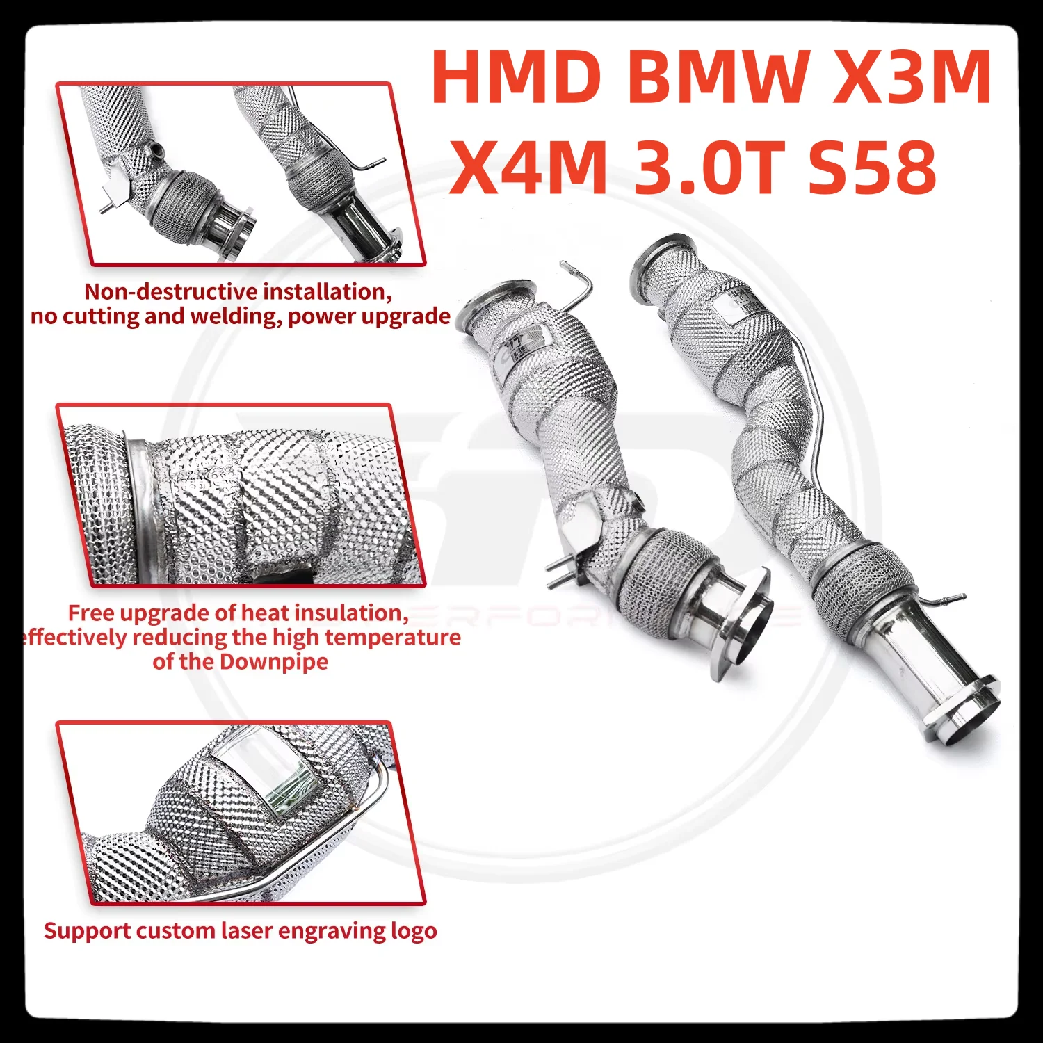 HMD Hot Sale Exhaust System High Flow Performance Downpipe for BMW X3M X4M F97 F98 S58 Engine 3.0T Car