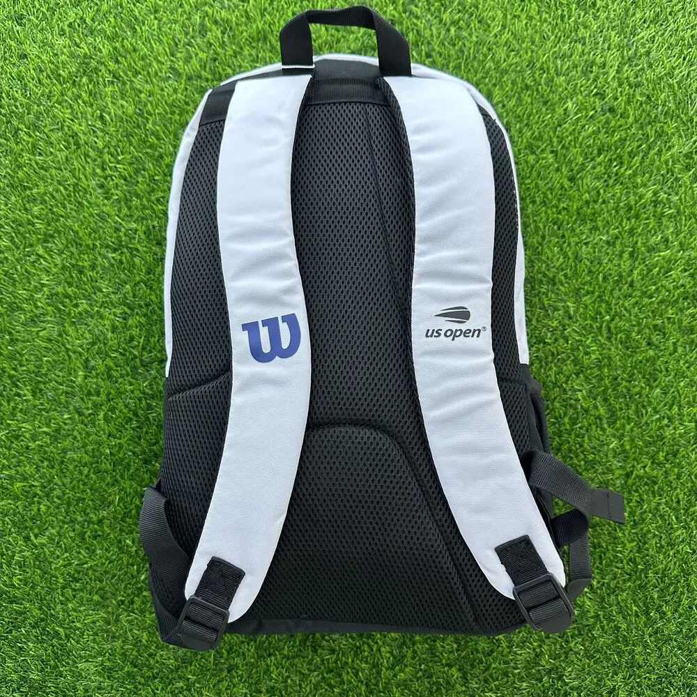 Wilson US Open 2023 Team Tennis Racket Backpack Super Tour Large Sports Tennis Bag for 2-3 Racquets Navy White WR8018501001