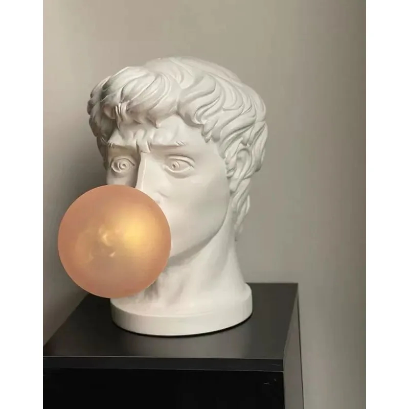Creative sculpture David blowing bubble table lamp ornament, living room, exhibition hall, villa, ambient light
