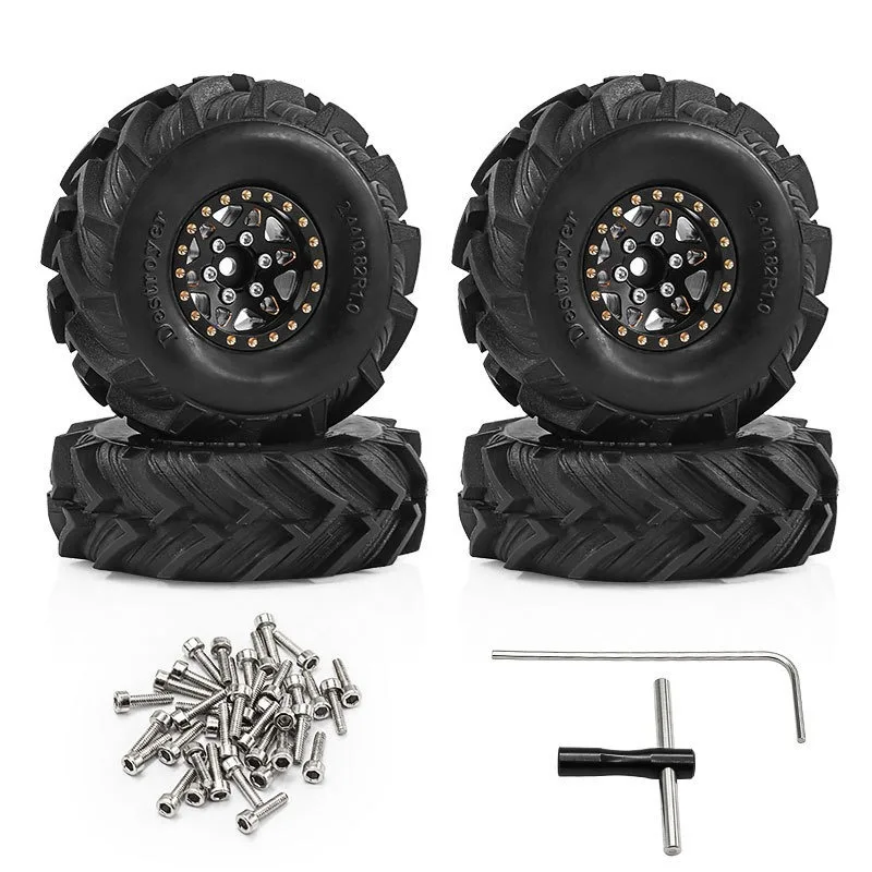 

4pcs 1.0" Metal Beadlock Wheel Tire Set For 1/18 RC Crawler Car TRX4M SCX24 Upgrade Parts Accessories