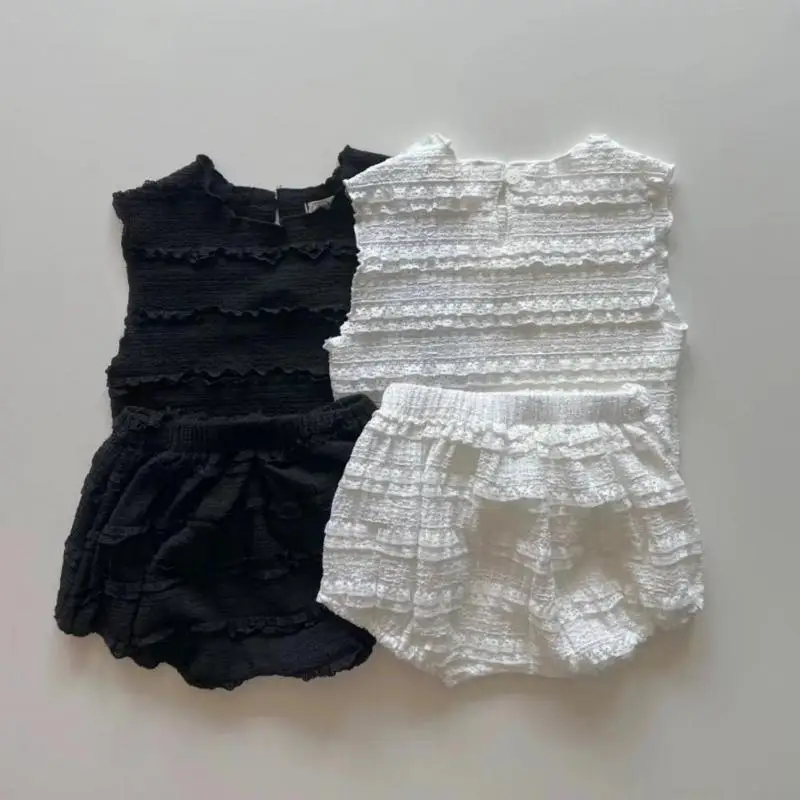 

2025 Summer New Baby Girl Sleeveless Clothes Set Infant Girl Thin Breathable Vest + Shorts 2pcs Suit Cotton Toddler Outfits