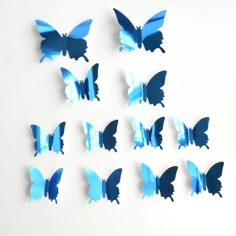 12pcs 3D Butterfly Mirror Wall Stickers Removable DIY Wall Art for Party Wedding Decor Home Decorations Craft Supplies