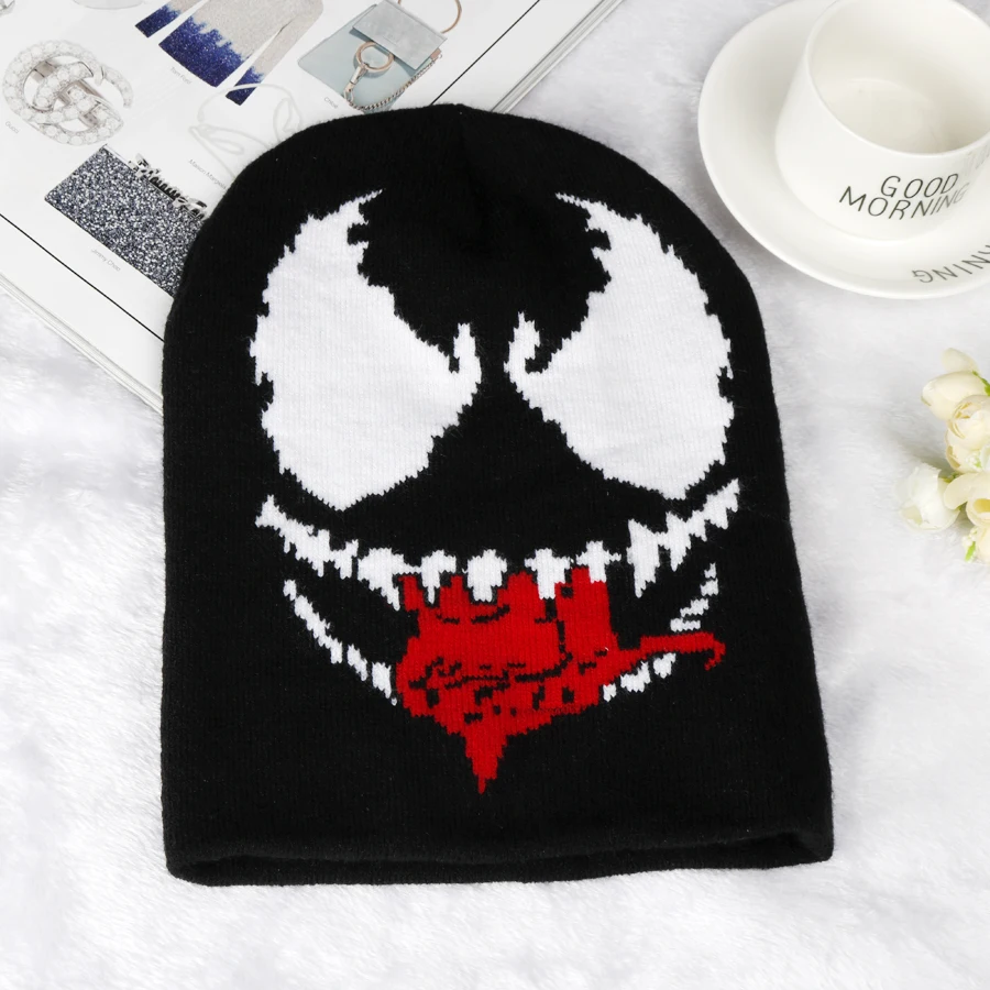 Fashion Movie Venoms Winter Warm Hat Elastic Cotton Beanie Black Mask Beanies Cosplay Costume