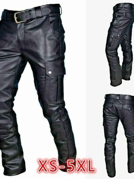 

Мужские повседневные кожаные брюки из ПУ, однотонные, с поясом, длинные, модные, городские, стильные, зимние, молодежные, производство Китай