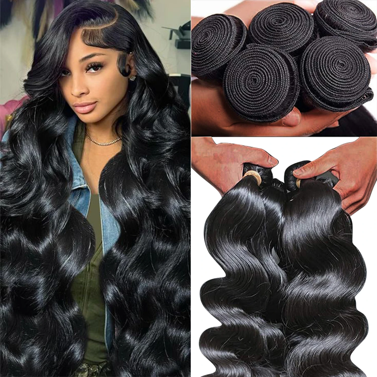 5/4/1 PCS Bundles Raw Hair Body Wave Bundles Brazilian Hair Weave Bundles Human Hair Bundles Natural 16-30"Remy Hair Extensions