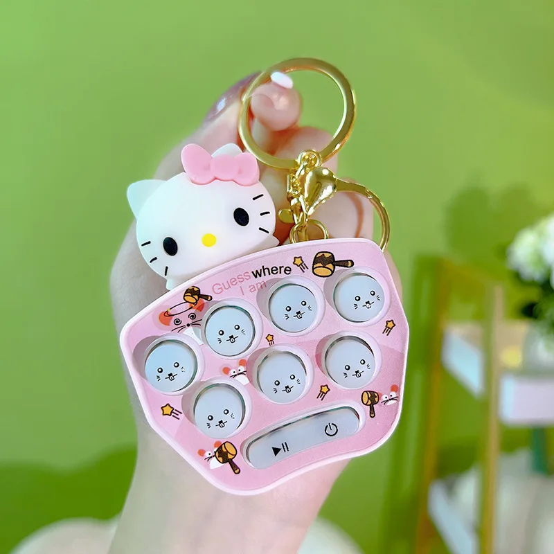 Sanrio Hello Kitty Cinnamoroll Game Console Keychain Melody Kuromi Mini Handheld Whack-A-Mole Decompression Game Pendant Gifts