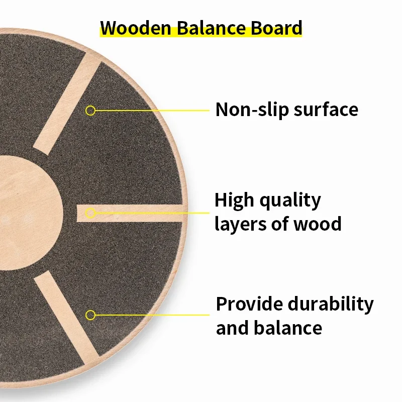 Stability Trainer Durable Non-slip Surf Round Spinning Wobble Wooden Balance Board Fitness Board - Image 2