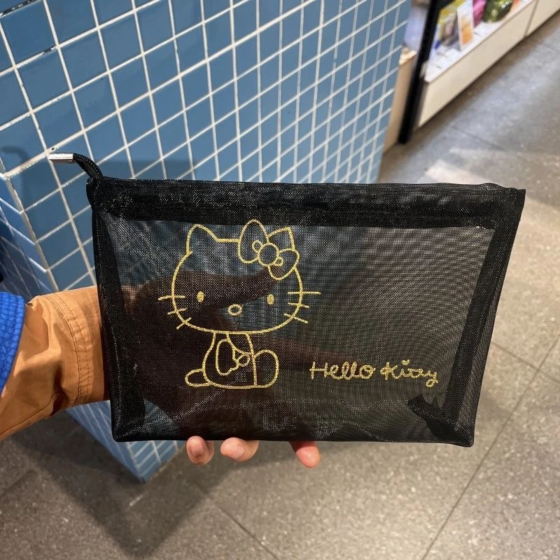 

Korean Fashion Mesh Embroidery Hello Kitty Makeup Bag Storage Bag Cartoon Kawaii Charm Vintage Hello Kitty Storage Bag Gift