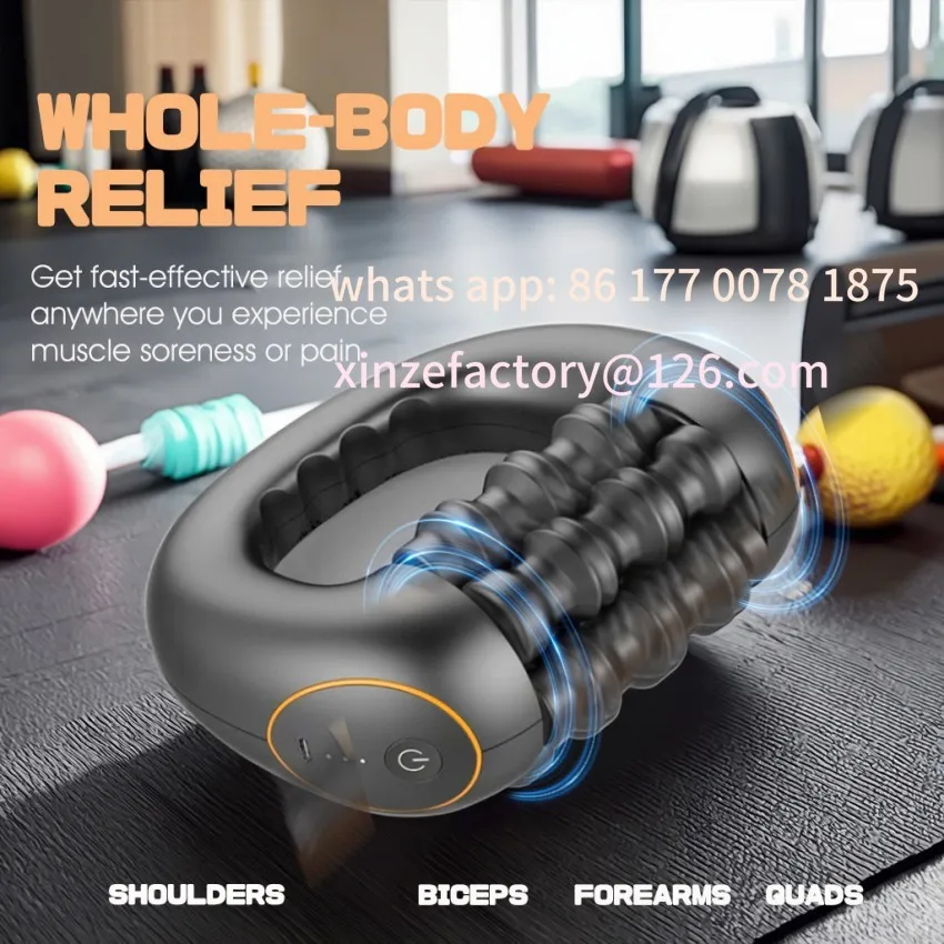 Customizable Rolling Percussive Massager, 5-Speed Spin Whole Body Relief, Deep Tissue Muscle Recovery Roller Stick for Leg Foot