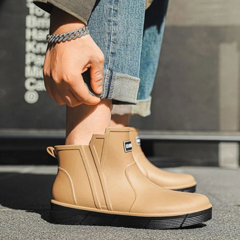 

Мужские резиновые сапоги из ПВХ, непромокаемая уличная мужская обувь, летние резиновые высококачественные устойчивые лоферы для рыбалки, галоши, городские дешевые 2024