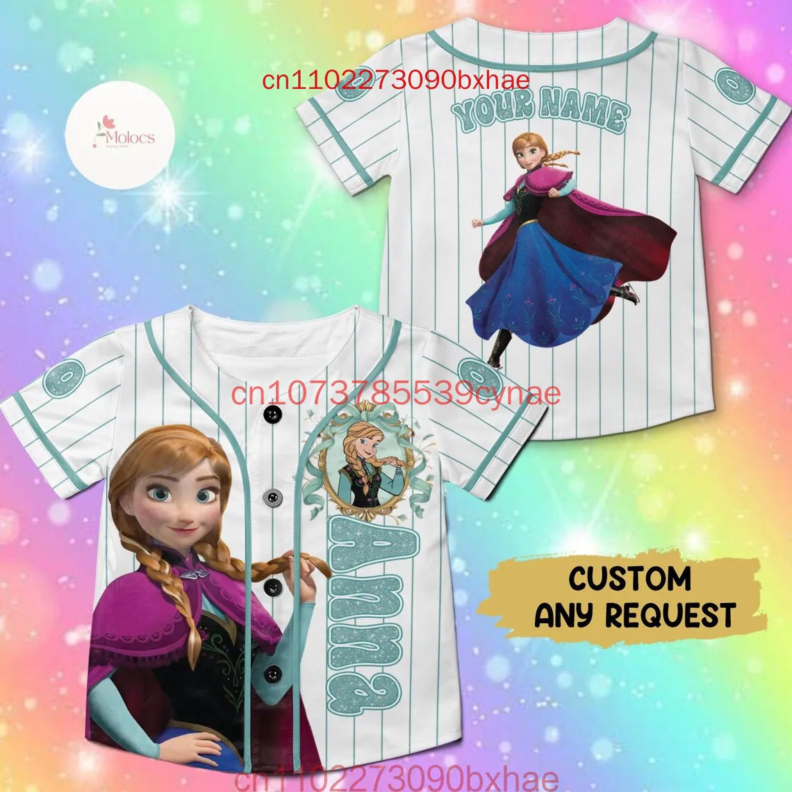 

3D Printed Disney Frozen Crop Top Baseball Jersey street Fashion sexy Y2K Women's Short sleeve button Baseball Shirt