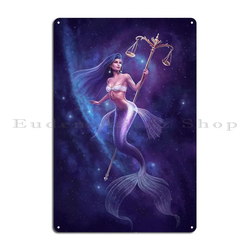 Libra Mermaid Zodiac Metal Sign Design Rusty Plaques Club Printing Tin Sign Poster