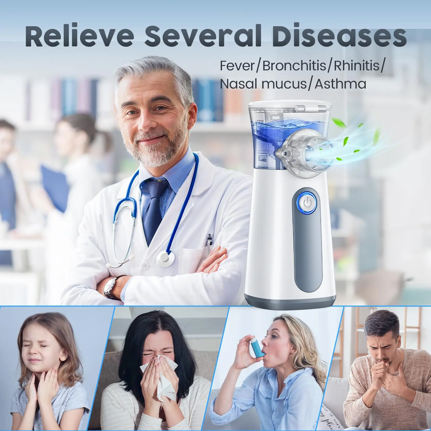 Mesh Atomizer Silent Inhaler Nebuliser Inhalator for Kids Nebulizador Handheld Portable Autoclean Inhale Nebulizer