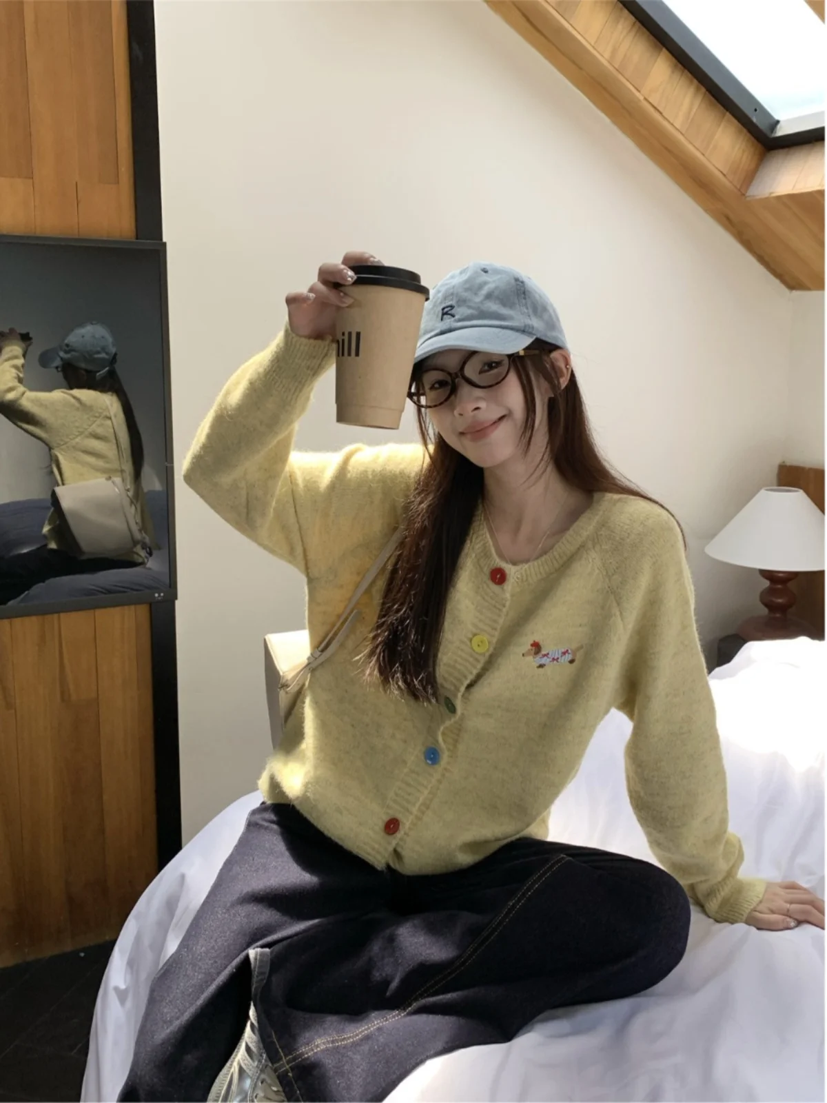 سترة محبوكة ناعمة مطرزة ملابس خارجية نسائية صيفية فضفاضة للتخسيس كاجوال محبوكة بزر واحد #3