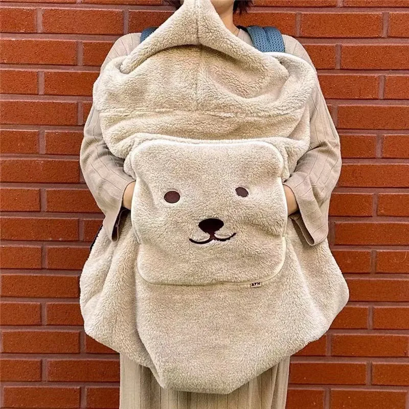 

Cartoon Bear Plush Warm Swaddle Blanket for Baby Stroller Travel Windproof Portable Baby Blanket Infant Cozy Wrap Sleeping Cover