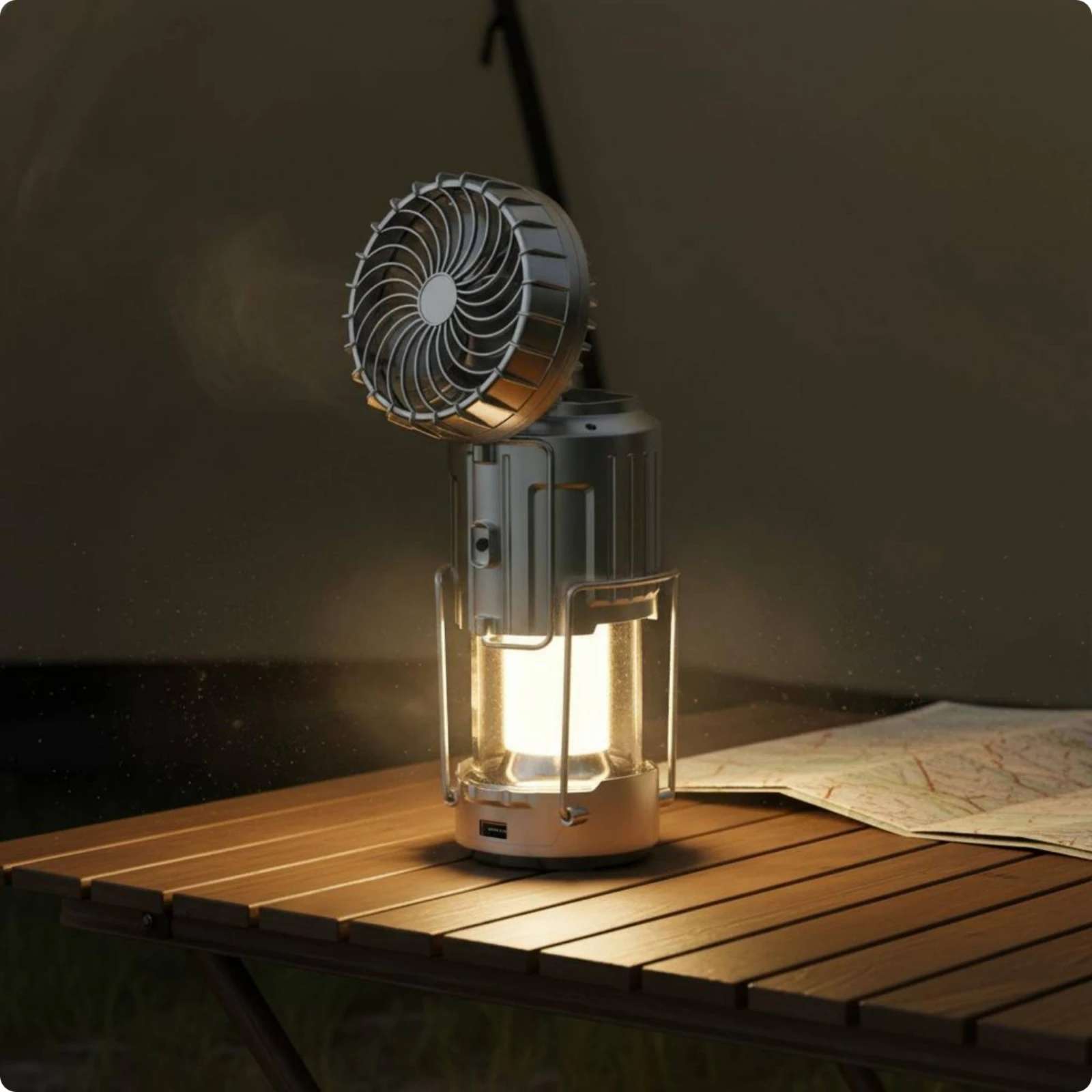 Camping Lantern Fan Multi Function Solar Lantern Fan Rechargeable Camping Light Handheld Portable Lamp Metal Handle for Desktop