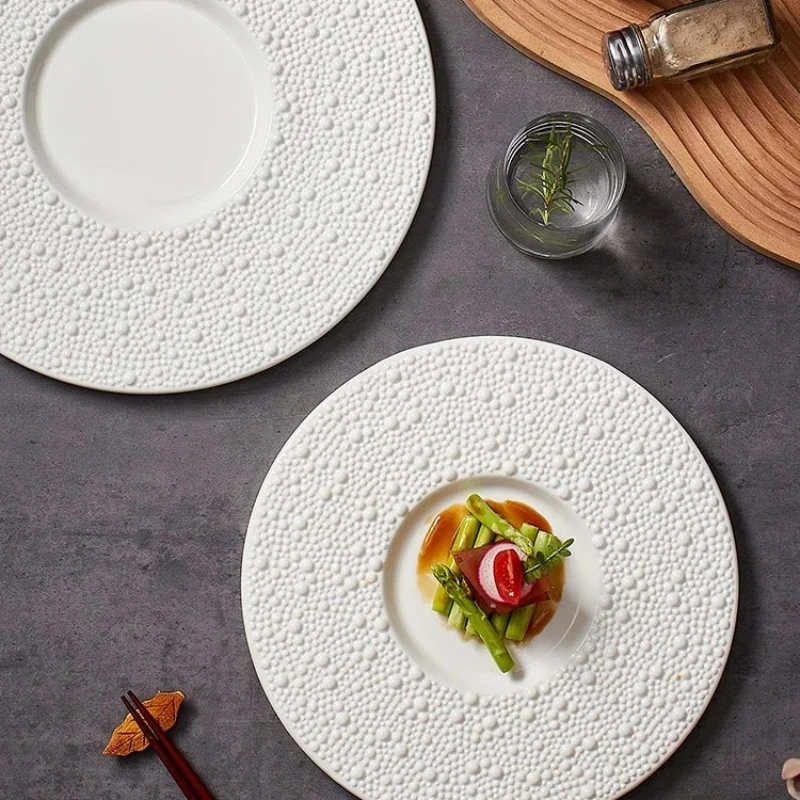 European-style Creative Stone Grain Western Steak Plate Restaurant Simple Staple Food Pasta Dessert Plate Home Kitchen Set Plate