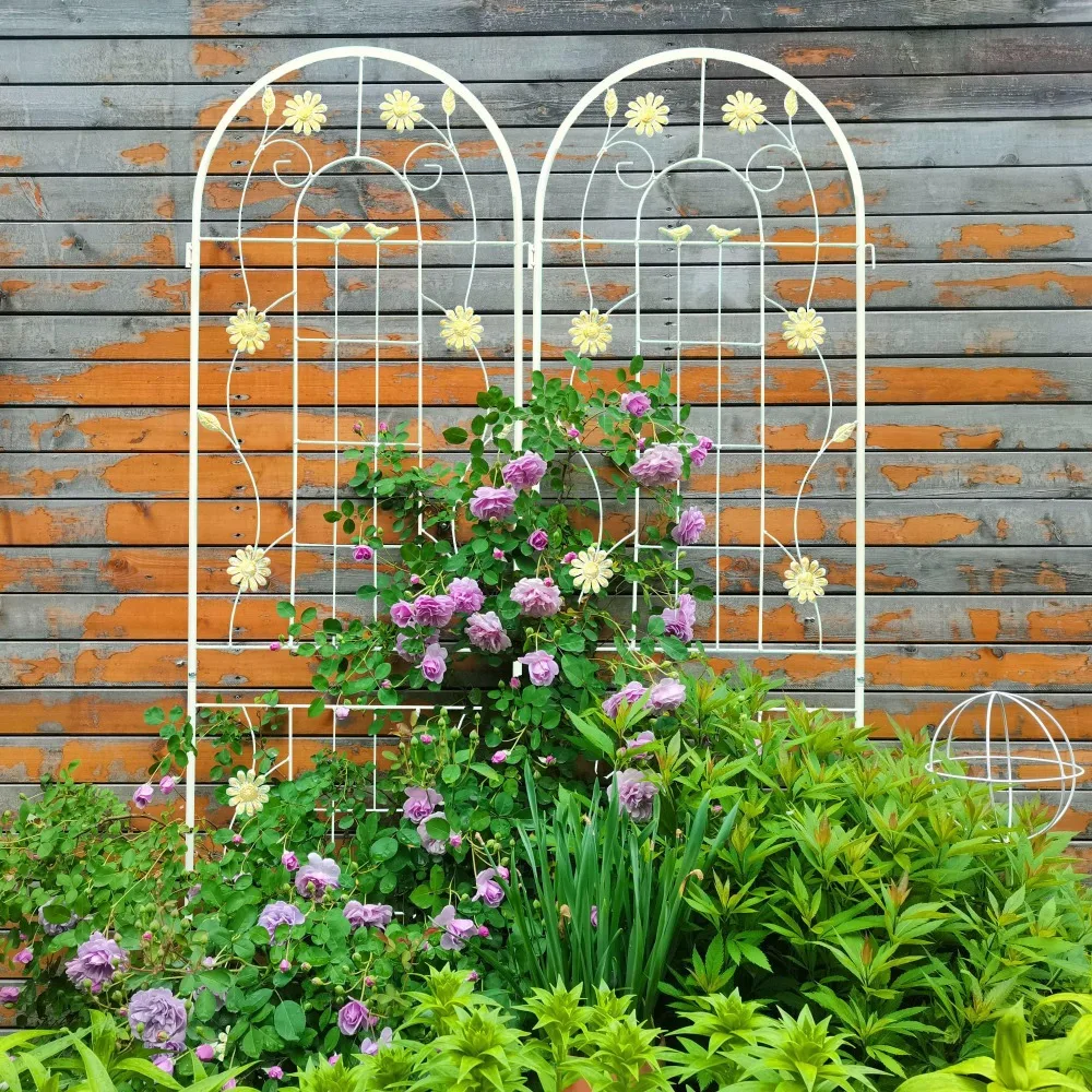 

4 Pack Metal Garden Trellis 71" x 19.7" Rustproof Trellis for Climbing Plants Outdoor Flower Support Cream White