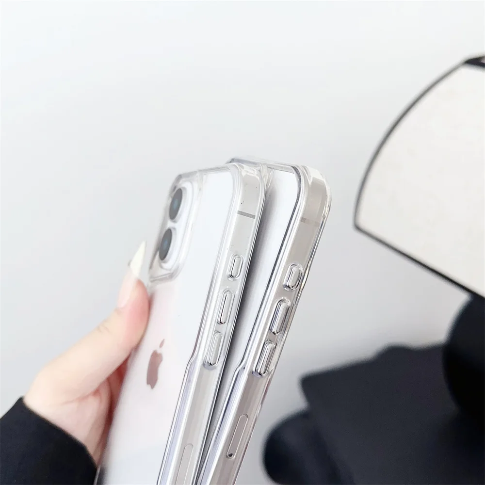 for iPhone 16 Pro Max Acrylic HD Transparent Hard Case  for iPhone 16 15 14 13 12 Pro Max 16 Plus Slim Shockproof Bumper Cover