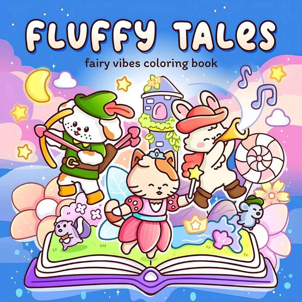 Fluffy Tales Bold Easy Patterns Coloring Book For Adults Cute Drawing Book Perfect Gift For Party And Birthday Present