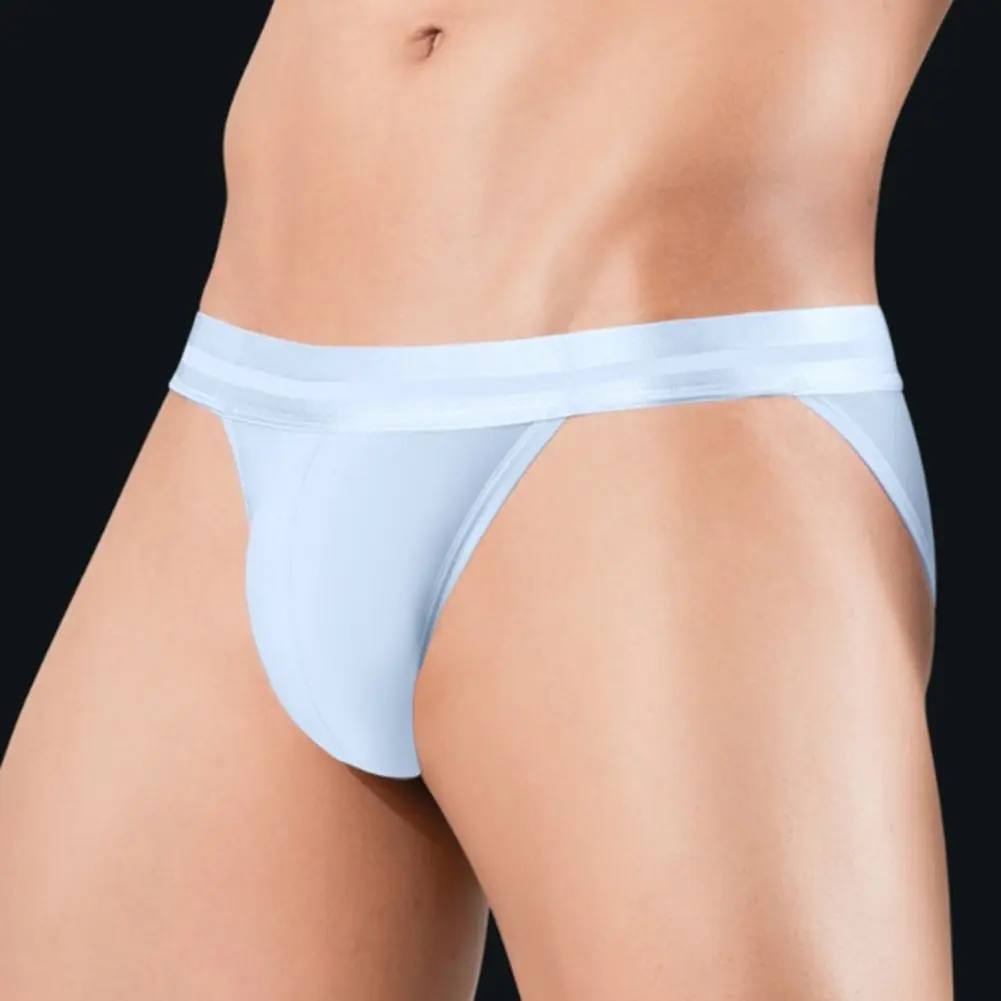 

Мужские полупрозрачные трусы из ледяного шелка, мужское сексуальное нижнее белье, дышащая сумка для нижнего белья с высокой вилкой, мягкие трусы, мужские треугольные трусы