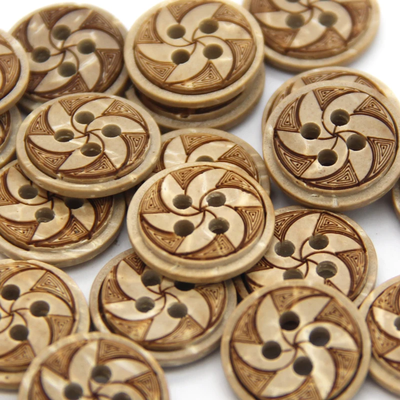 Natural Eco-friendly Windmill Carved Wooden Sewing Buttons For Children Scrapbooking Wood Decorative DIY Accessories Wholesale