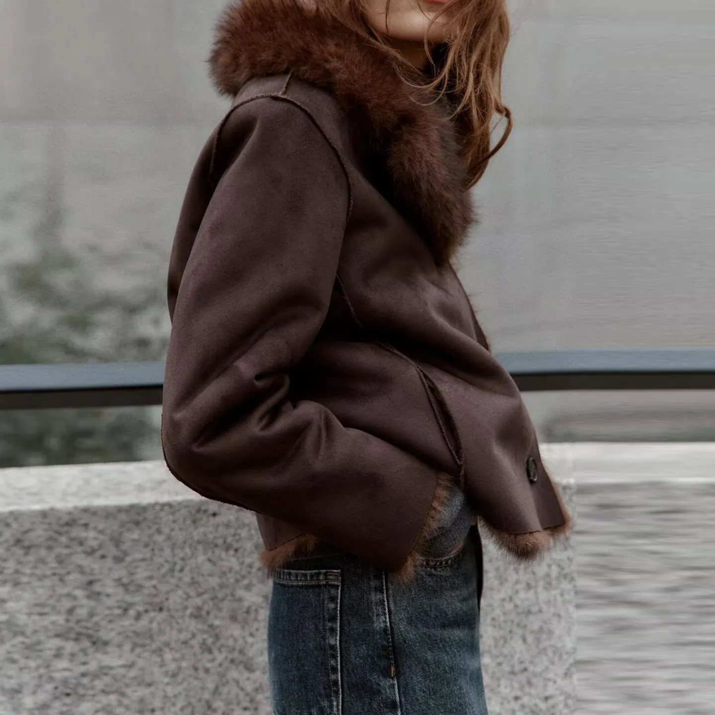 Z Mujer de doble cara Faionable Jaet 2025 Nuevo Sle Commute Wind Prendas de abrigo de elegancia simple Cierre de botón largo Sve