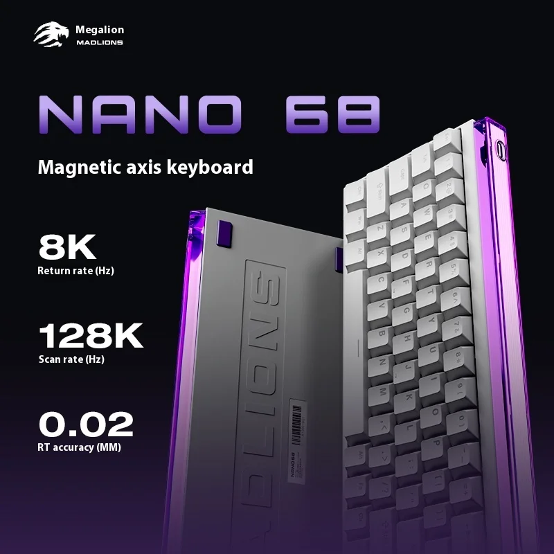 MeijiaLion Nano68 Teclado para jogos com interruptor magnético ajustável Nano68TTC TianWang Axis RT0.01 para entusiastas de esportes e jogos