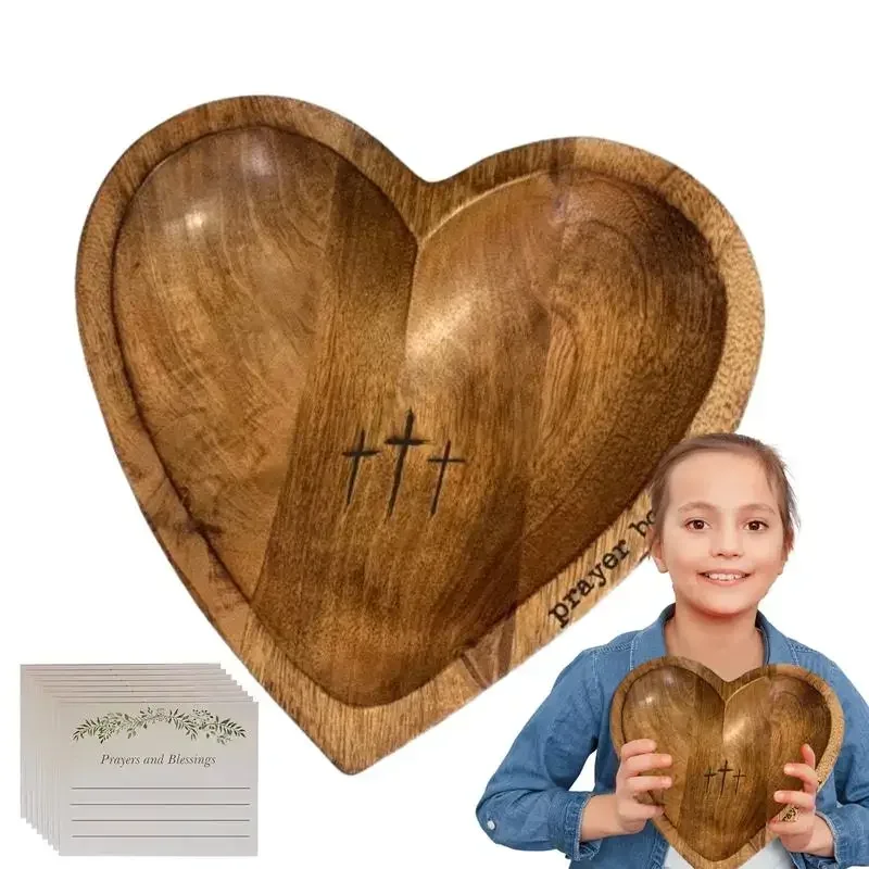 23cm Heart Prayer Bowl Rustic Pine Wood Dough Bowl Dough Bowl For Bedside Tables Mantels Bedroom Dressers Home Decoration