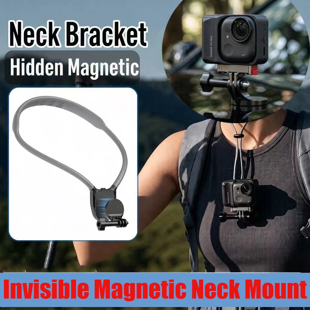 Invisible Magnetic Neck Mount, POV Neck Mount Action Camera Holder for Gopro 13 DJI POCKET 4 4P Insta360 Luna Ultra X5 DJI 360