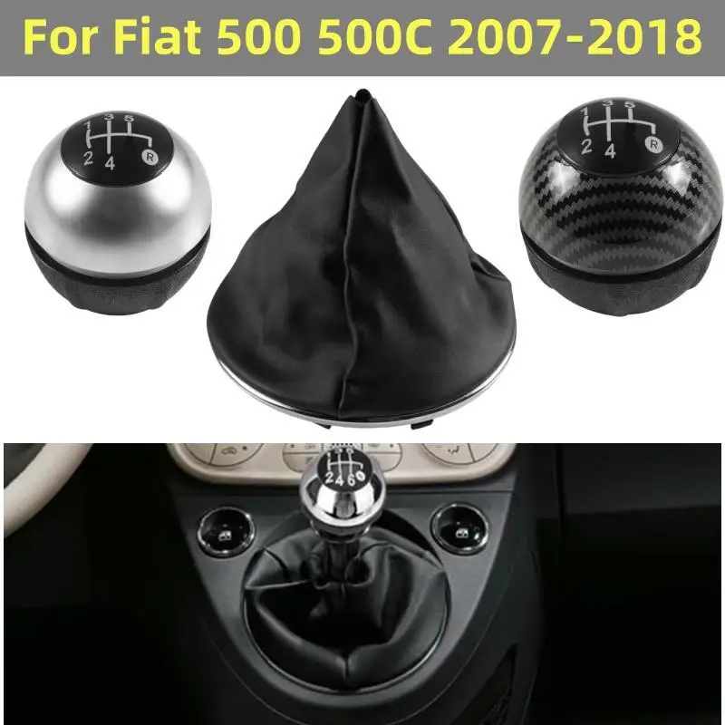 Hand Speed Pen Gear Shift Knob Gaitor Booot Case For Fiat 500 500C 2007 2008 2009 2010 2011 2012 2013 2014 2015 2016 2017 2018