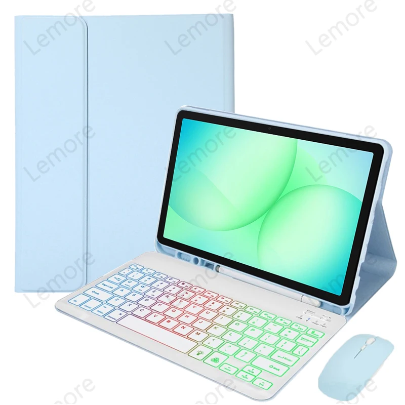 Case with Rainbow Backlit Keyboard for Samsung Galaxy Tab A11+ A11 Plus 11 inch SM-X230/X236 Case with Pencil Slot Stand Cover