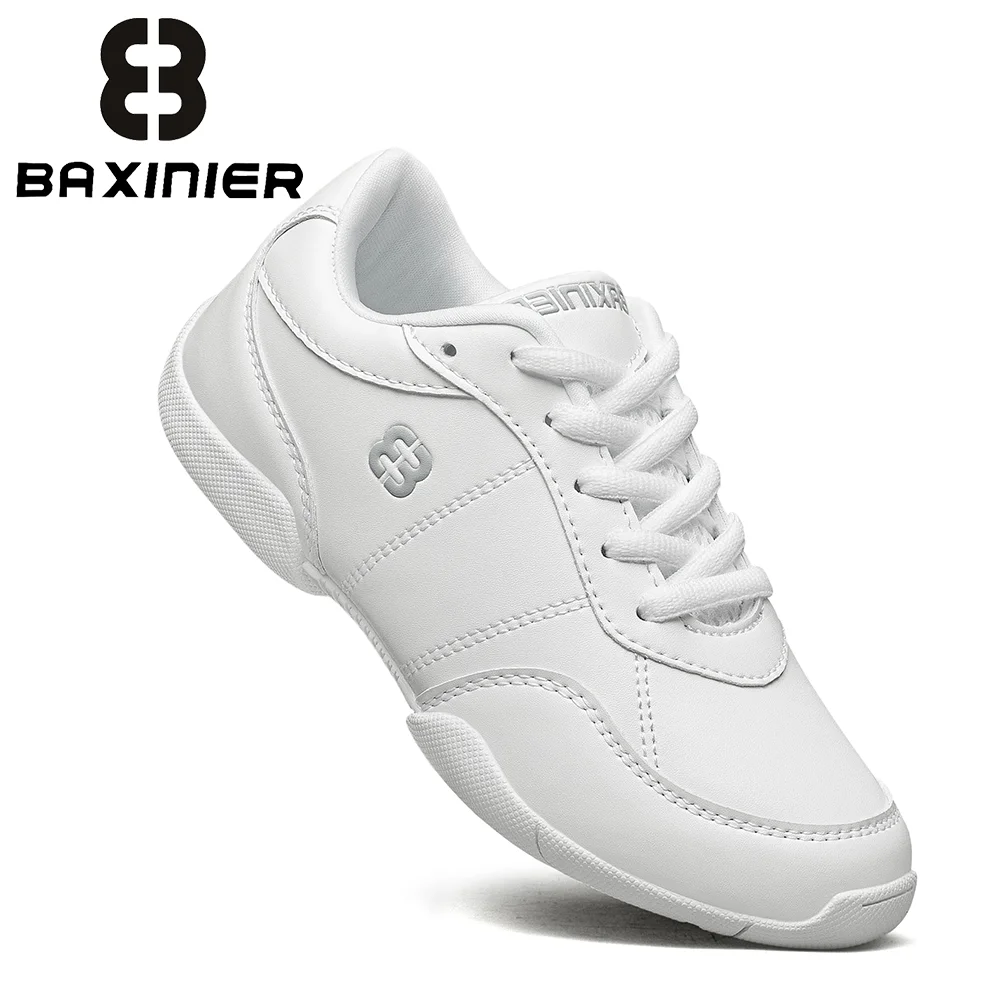 BAXINIER ユースガールズチアリーディングシューズ ホワイト 軽量 アスレチックトレーニング ダンス テニス 通気性 キッズ競技用フットウェア