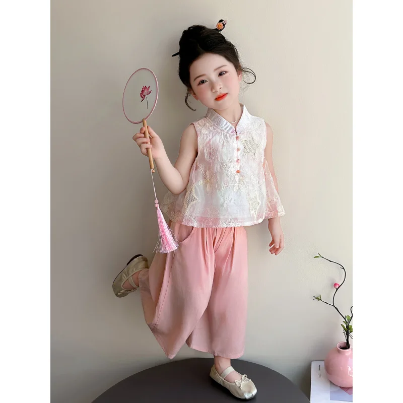 Girls' Tang Suit Hanfu Set in New Chinese Style2026New Summer Style Children's Ancient-Style Two-Piece Outfit for Girls