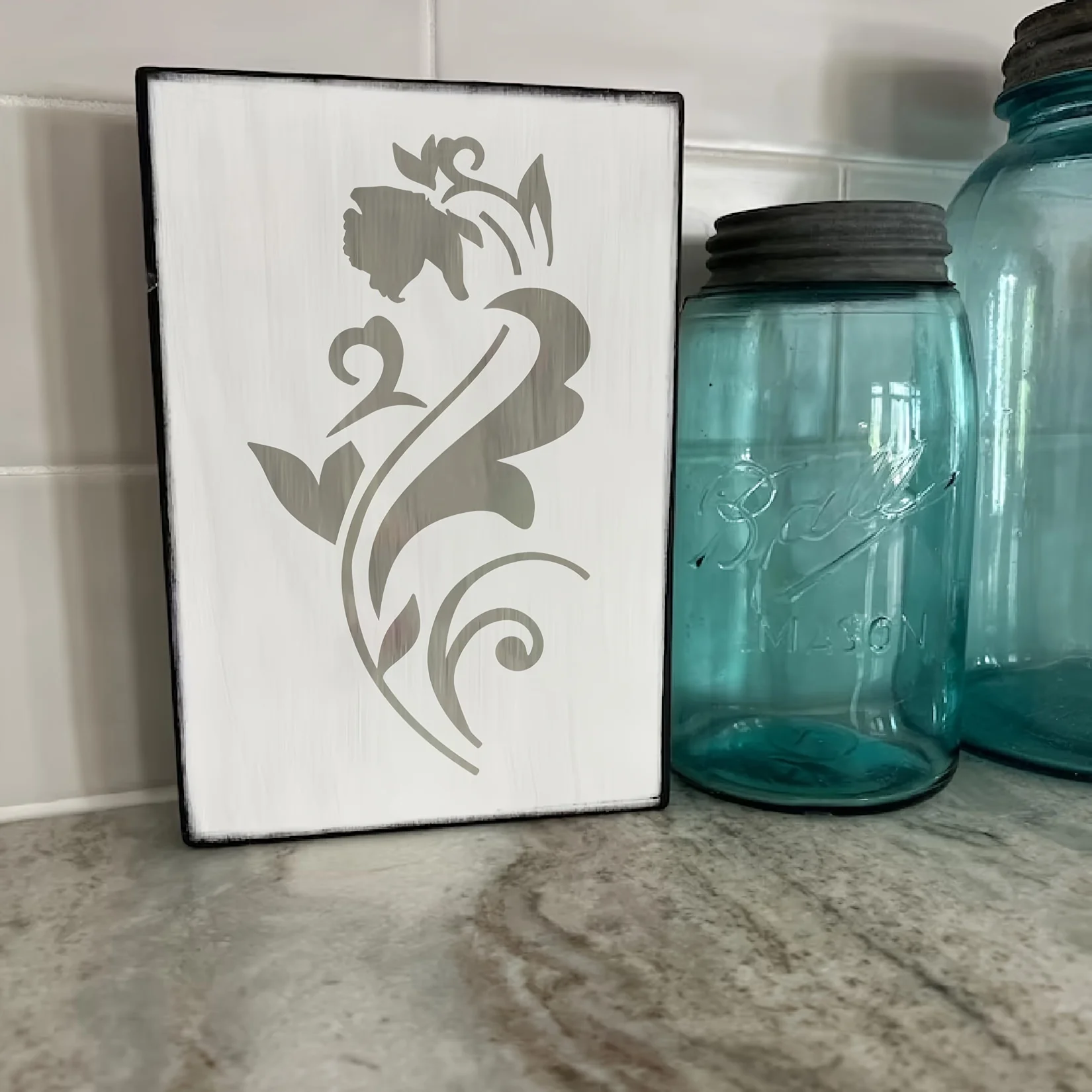 벽 나무 캔버스 패브릭 DIY 공예 장식에 대 한 12PCS 5.9 인치 꽃 패턴 재사용 가능한 그림 스텐실