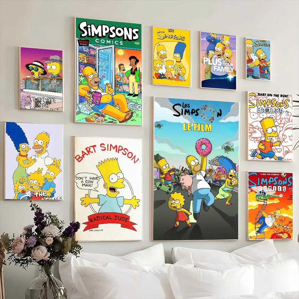 

1PC T-The S-Simpsoning Poster Movie Sticky Posters Retro Kraft Paper Sticker DIY Room Bar Cafe Aesthetic Art Wall Painting
