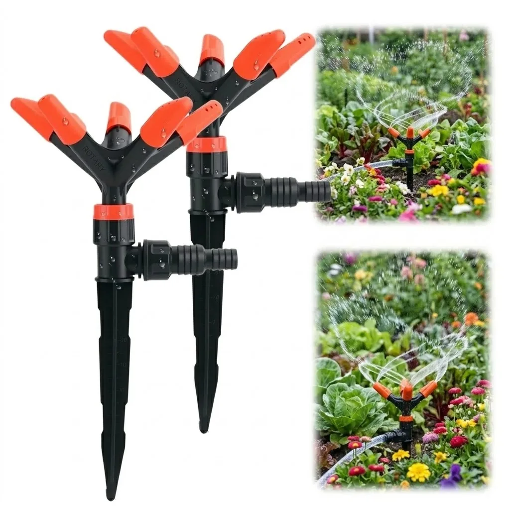 2pcs Automatic 360 Rotating Sprinkler for Garden Lawn Patio Adjustable Spray Nozzle Easy to Install Saves Water and Time Plant