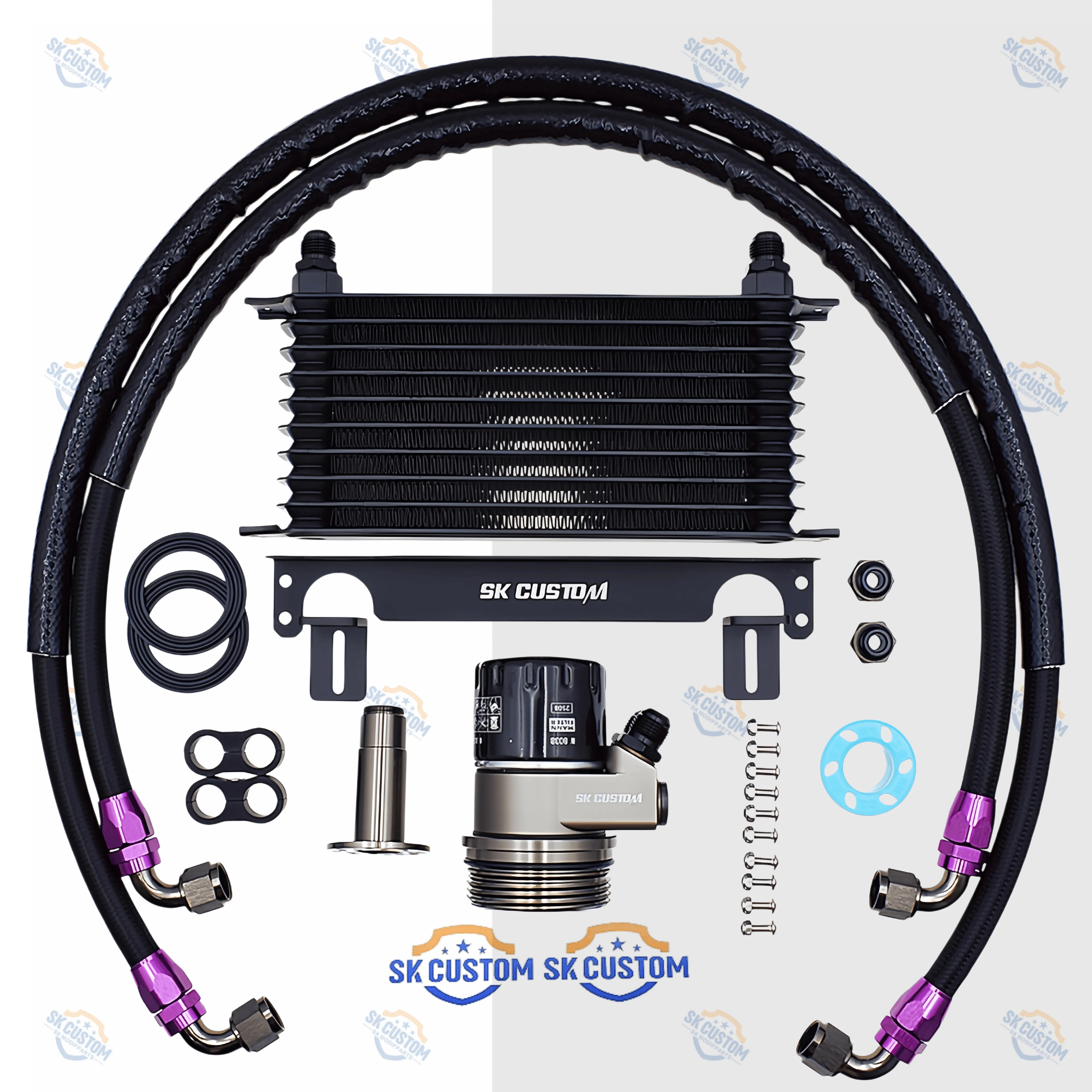 SK CUSTOM Engine oil cooling kit compatible with Audi S4 S5 Q7 A8L Porsche Cayenne V6 3.0T EA839 car engine cooling accessories