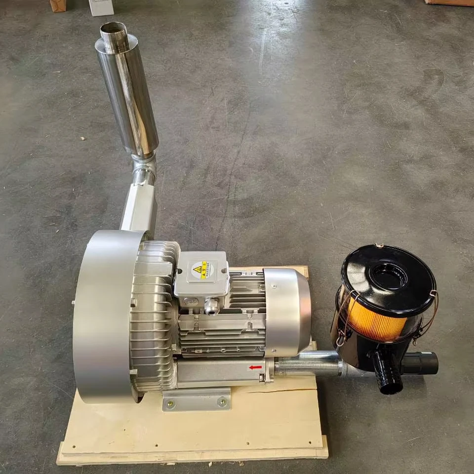 3 Phase 2.2Kw High Pressure Electric Double Stage Ring Side Channel Air Blower 3HP 2 Stage Regenerative Blower