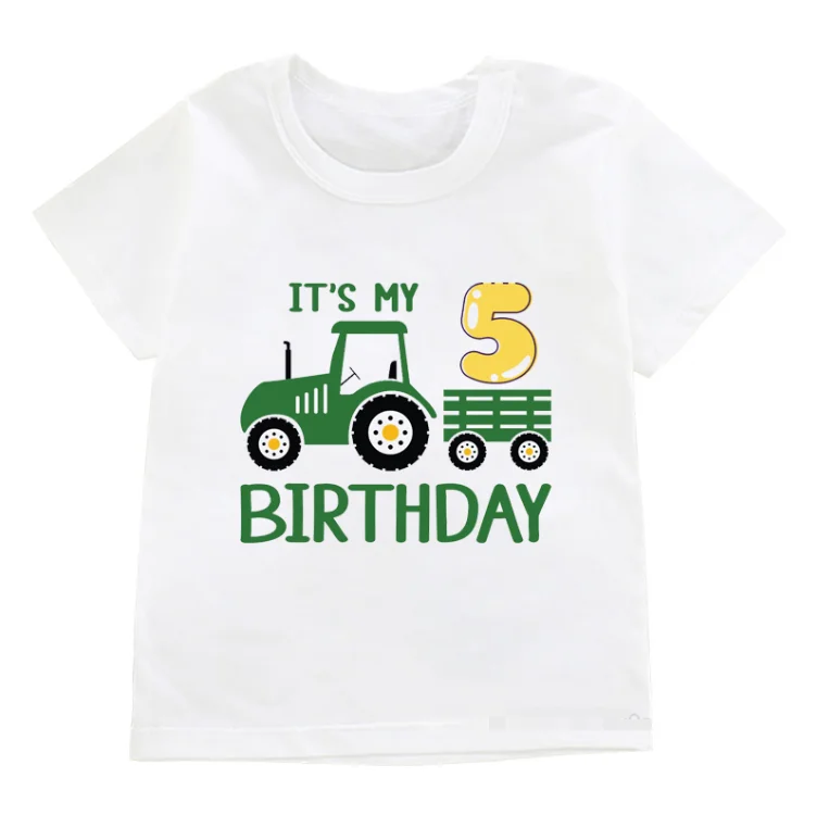 Camisetas bonitas It\'s My 2-9 cumpleaños para niños y niñas, ropa estampada con Tractor agrícola, regalos de fiesta feliz para niños, camisetas