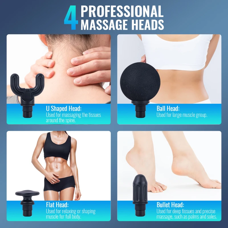 Pistola de masaje para aliviar el dolor de espalda y relajación muscular 9 niveles de velocidad ajustables y mango extensible para esculpir músculos