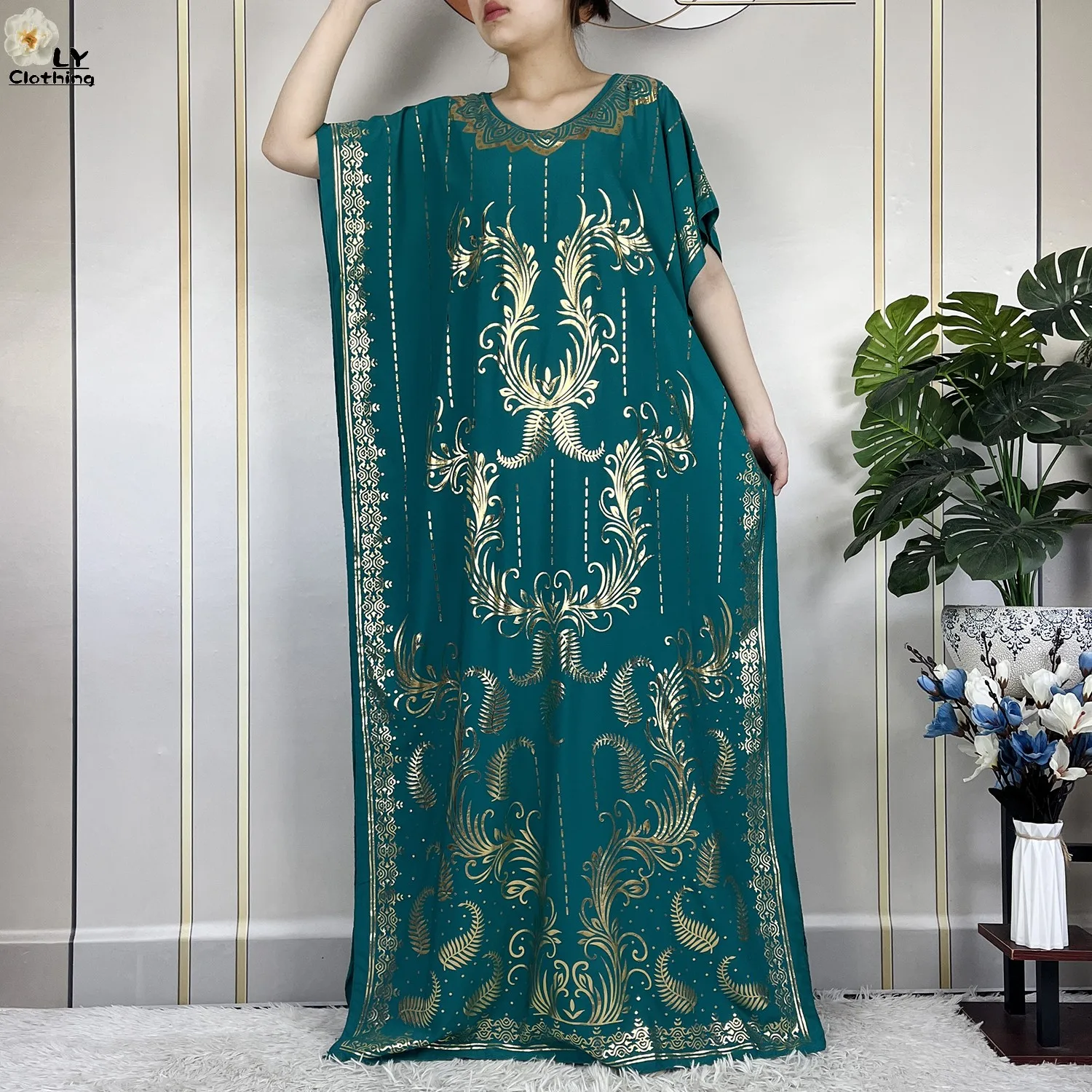 New Summer Abaya For Women Casual Short Sleeve Soft Cotton Dress Dubai Kaftan Loose Lady Maxi Islam African Dress With Big Scarf