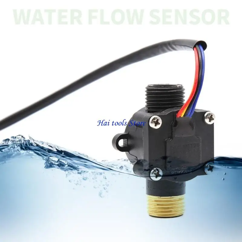 X37E 1-30L/Min DC5-24V Hall Effect Water Counter Meter 2 Male Thread
